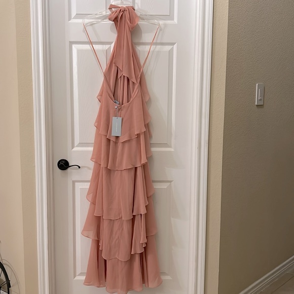 NWT  ANTONIO MELANI
Mariella Crinkled Chiffon
Halter Neck Sleeveless Maxi
Dress - Picture 9 of 12